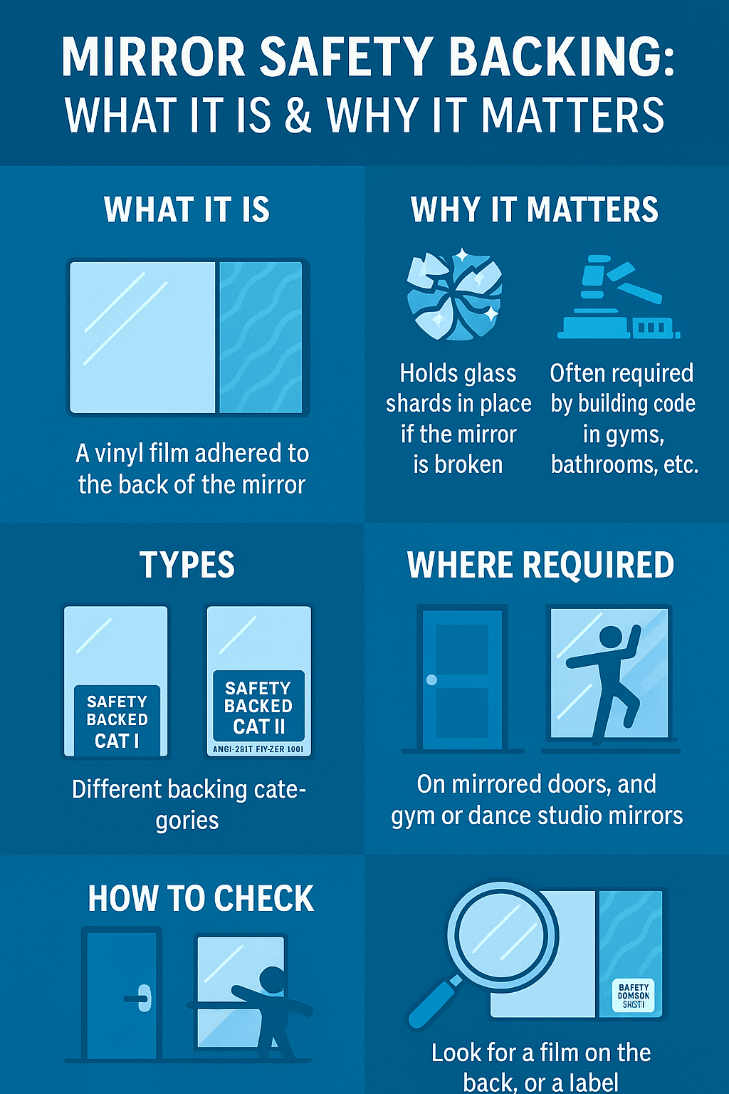 Infographic: Mirror Safety Backing — What It Is & Why It Matters (Glass Mirror Pro)