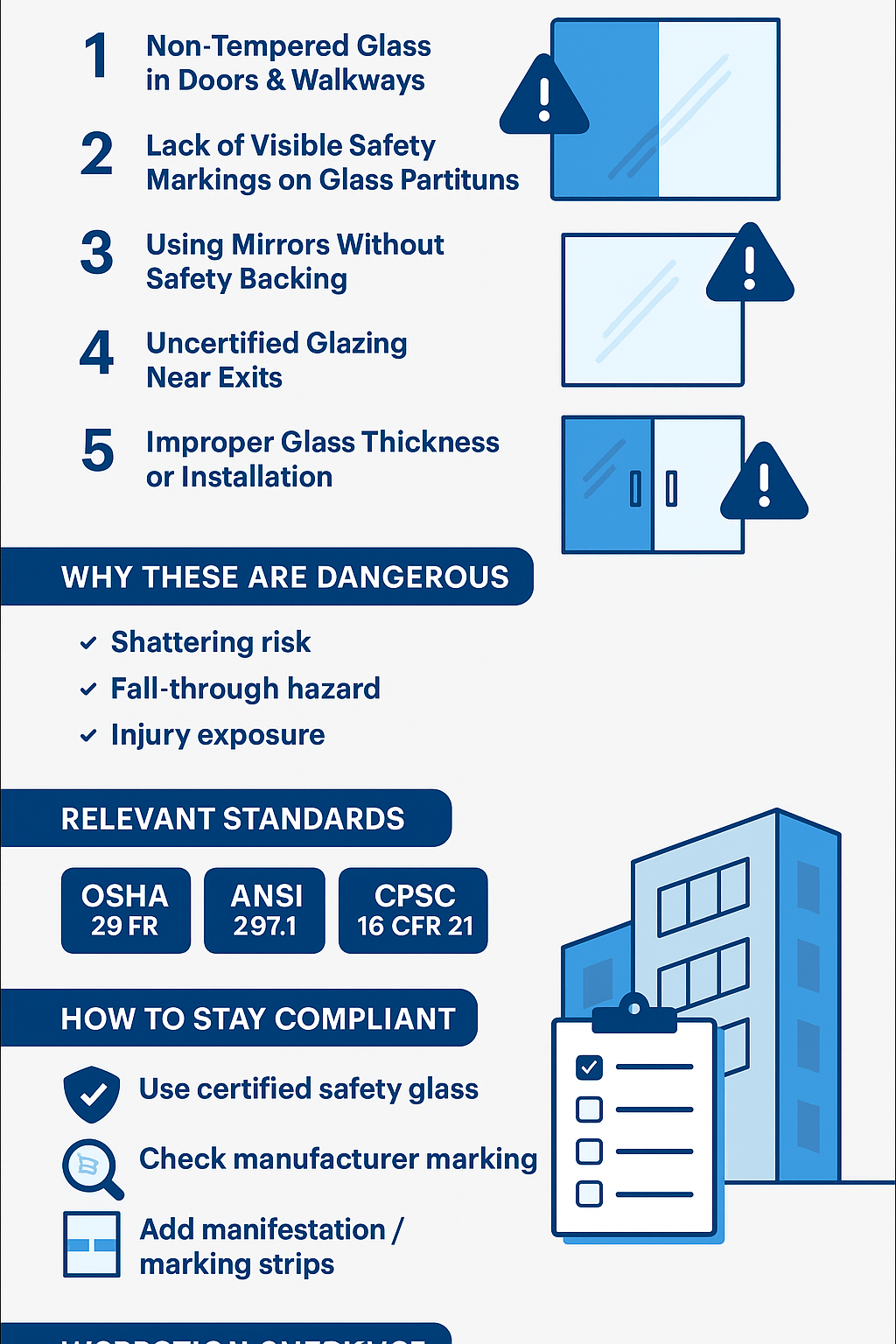 Infographic: Common Safety Glass Violations in Commercial Buildings and How to Avoid Them