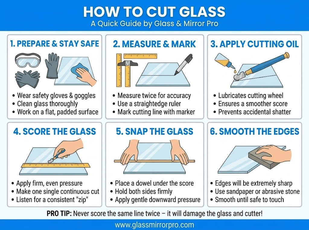 How to Cut Glass Infographic Guide by Glass Mirror Pro