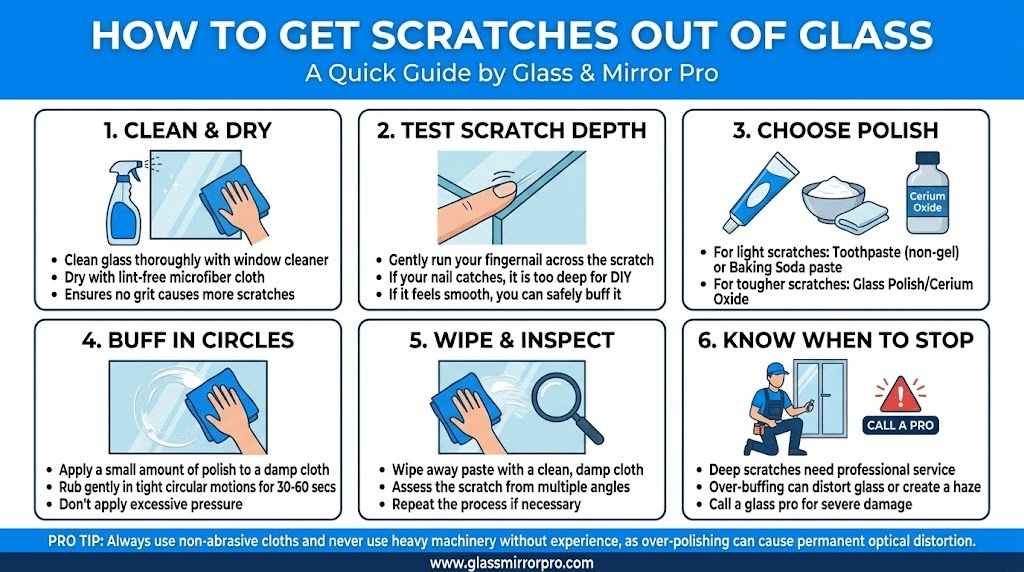 How To Get Scratches Out Of Glass Infographic Guide by Glass Mirror Pro