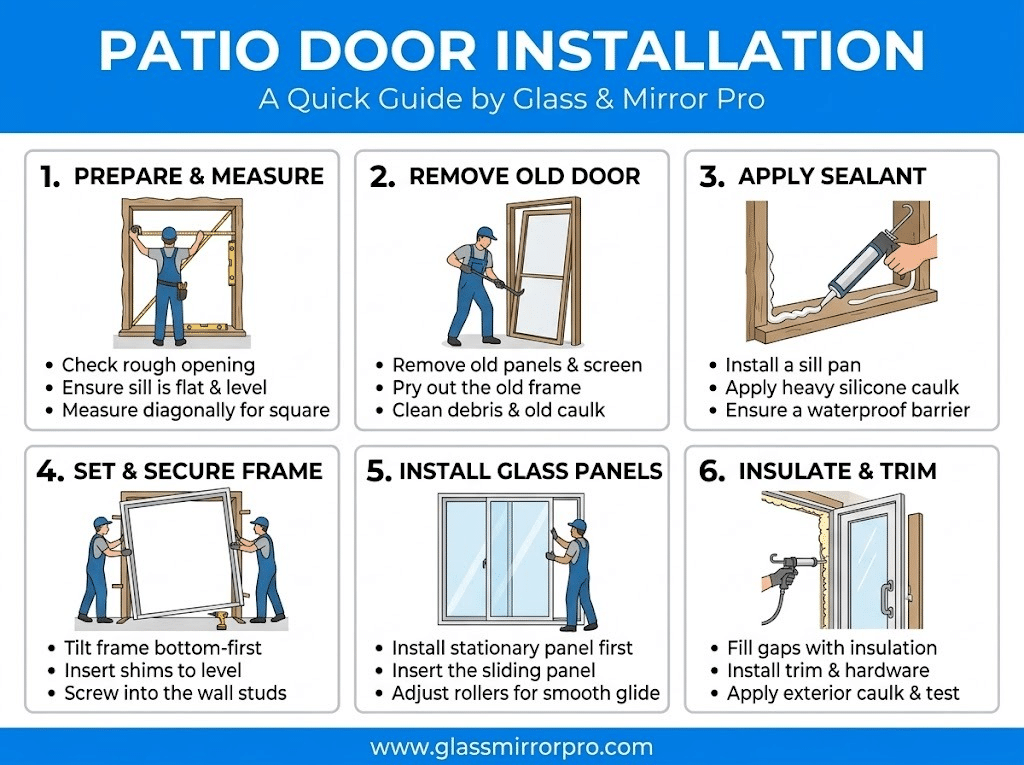 Patio Door Installation Infographic Guide by Glass Mirror Pro