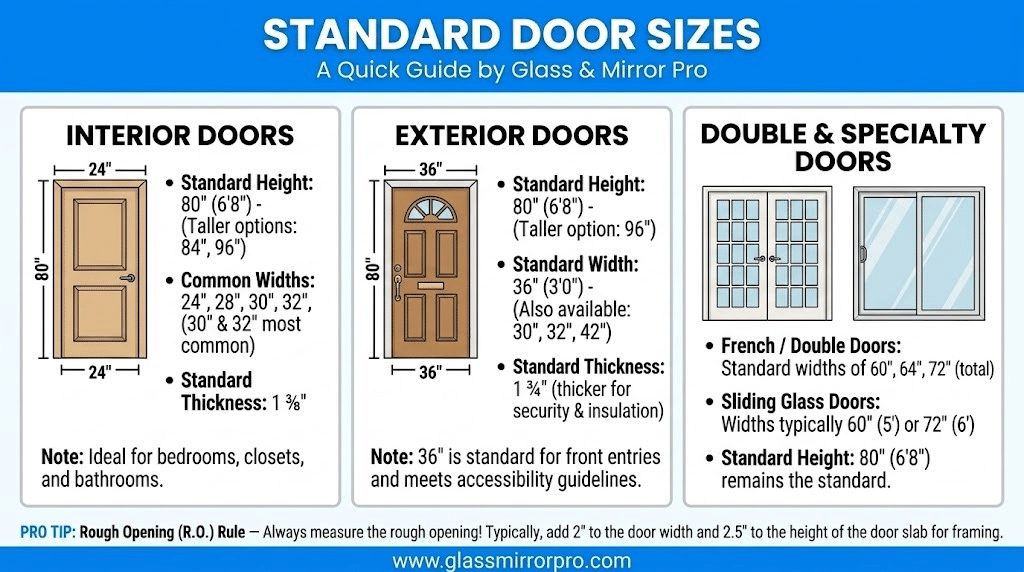 Standard Door Size Infographic Guide by Glass Mirror Pro