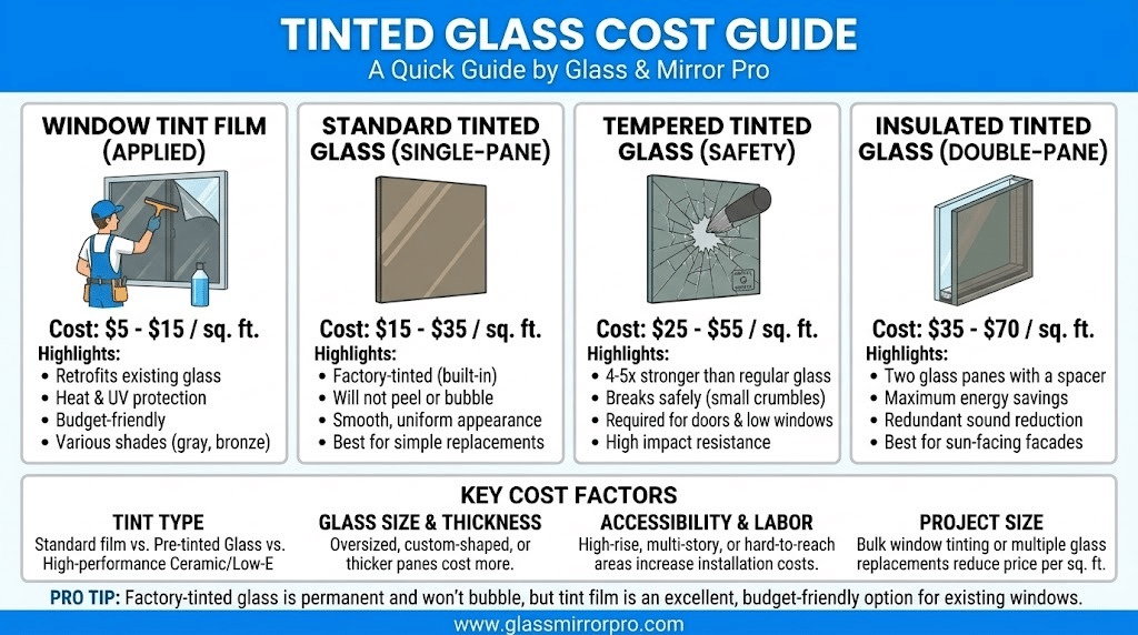 Tinted Glass Cost Infographic Guide by Glass Mirror Pro