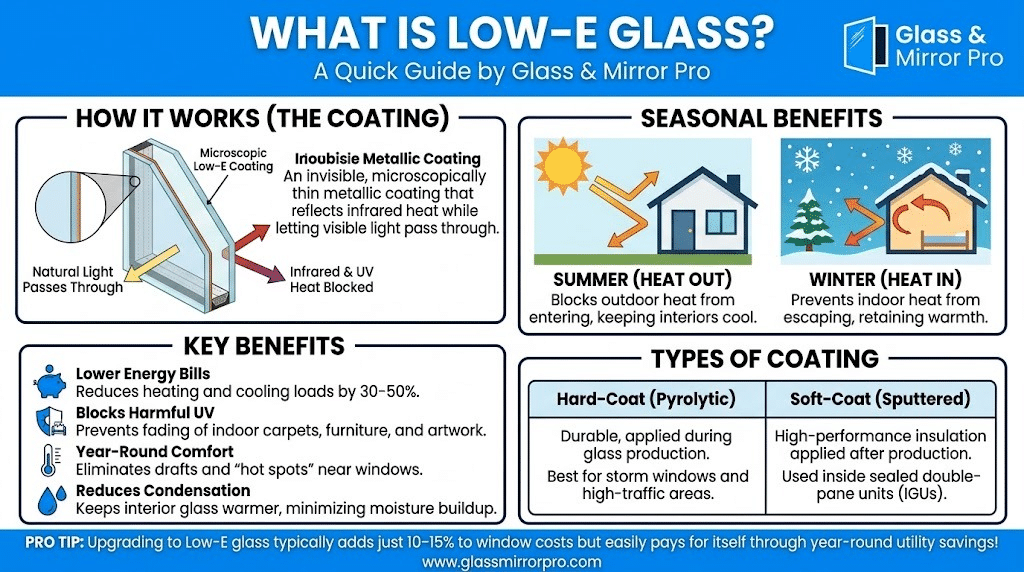 What is Low E Glass Infographic Guide by Glass Mirror Pro